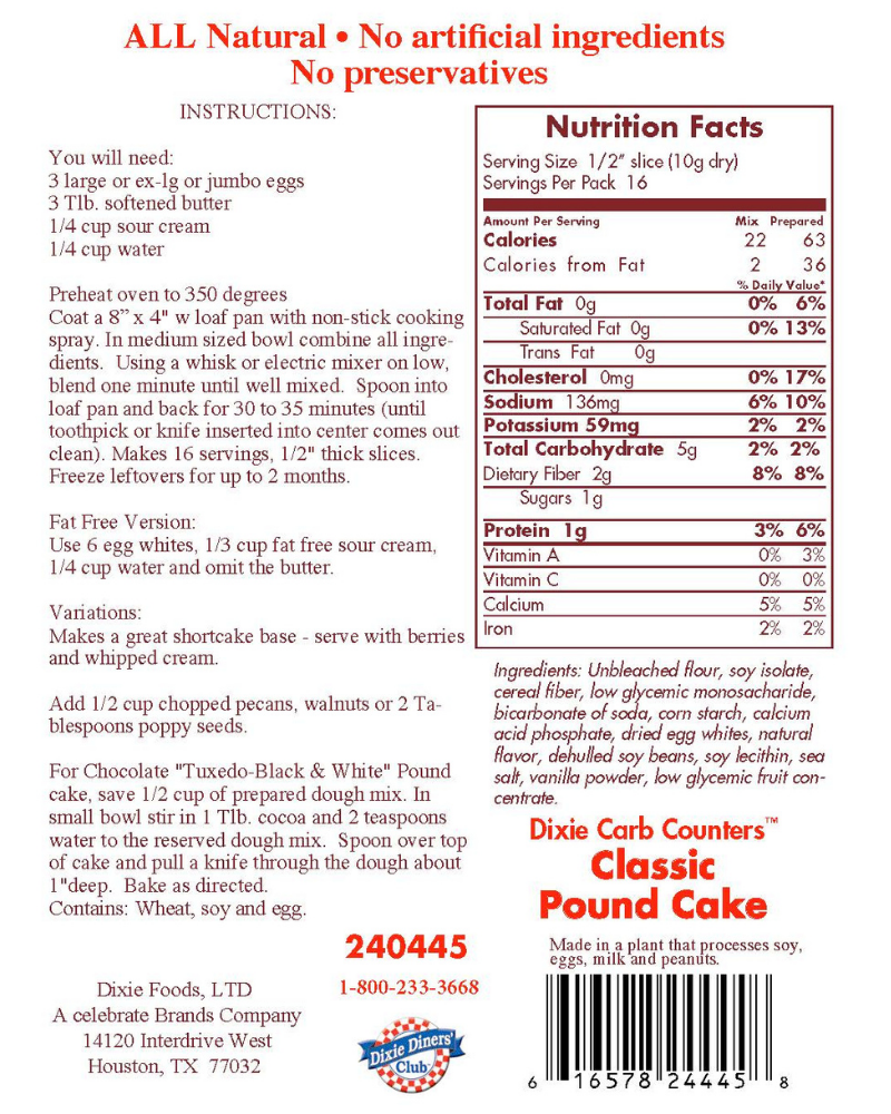 Carb Counters™ Pound Cake Mixes